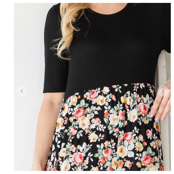 BOHO FLORAL COLOR BLOCK MAXI DRESS - Picture 6 of 6